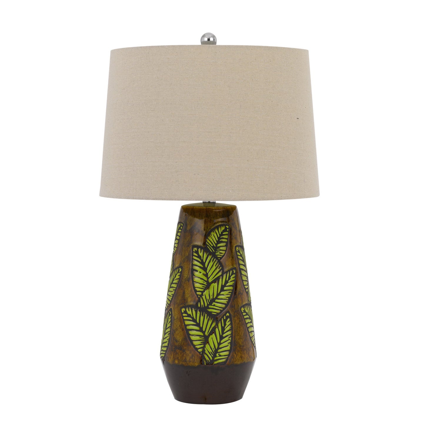 Brown Ceramic Cylinder Table Lamp With Tan Empire Shade By Homeroots | Table Lamps | Modishstore - 5