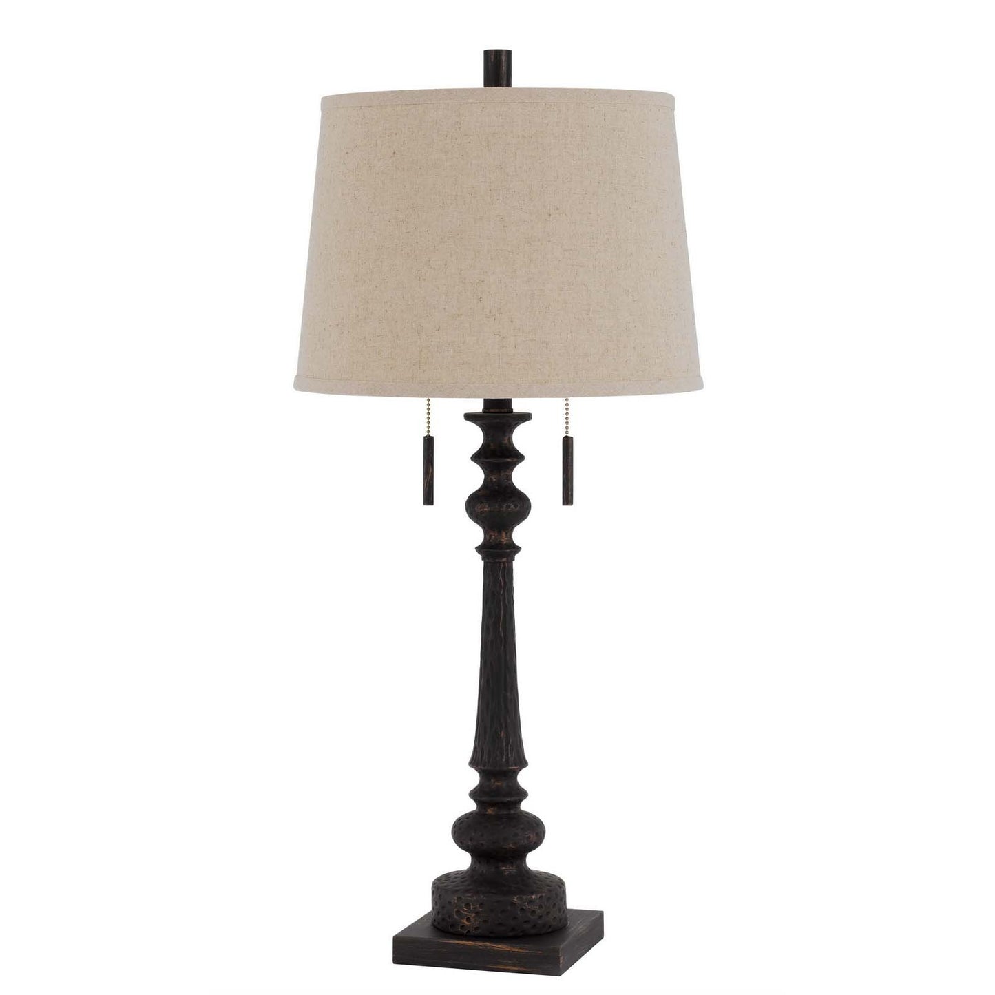 Charcoal Two Light Table Lamp With Tan Drum Shade By Homeroots | Table Lamps | Modishstore - 5