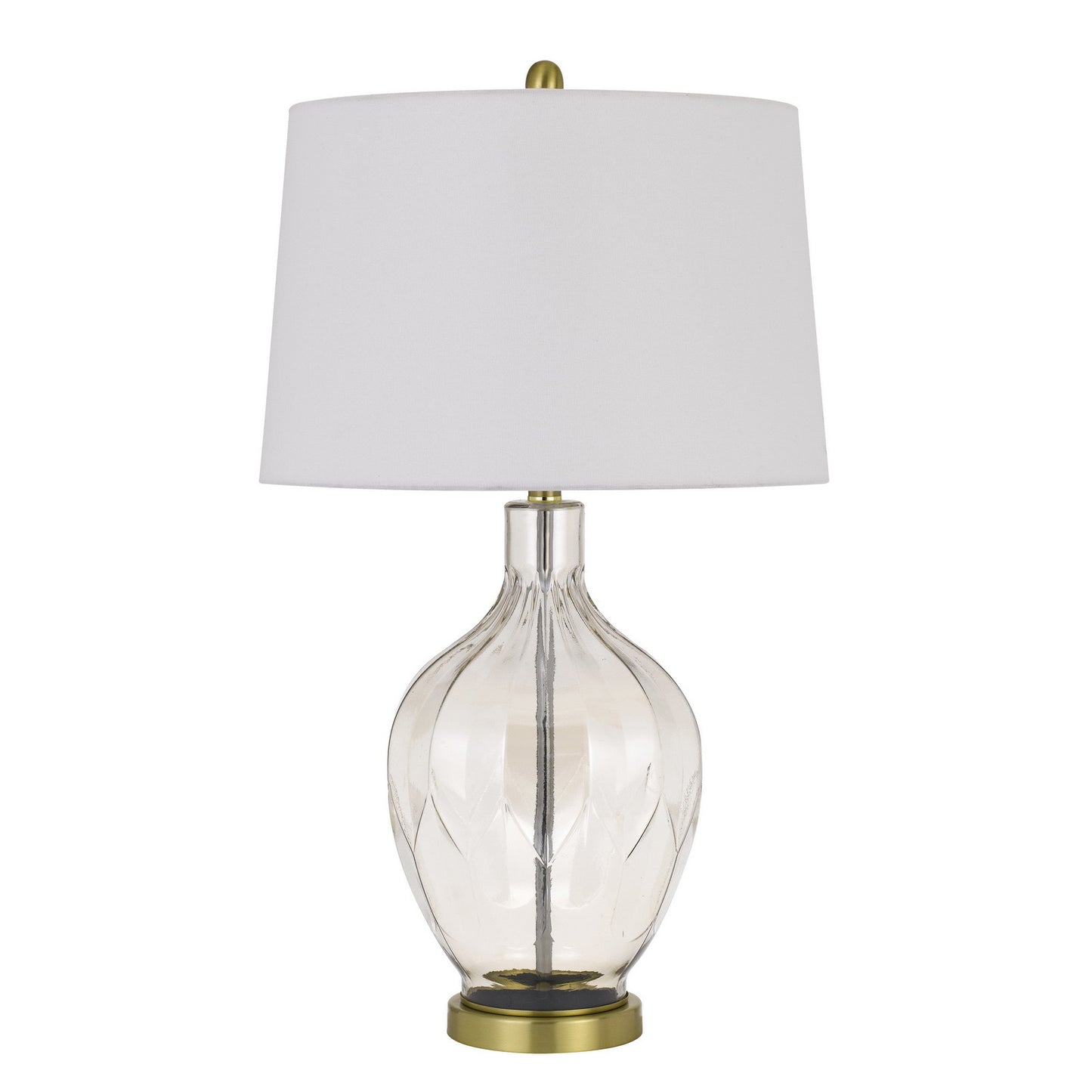 Clear Metal Table Lamp With Off White Drum Shade By Homeroots | Table Lamps | Modishstore - 5