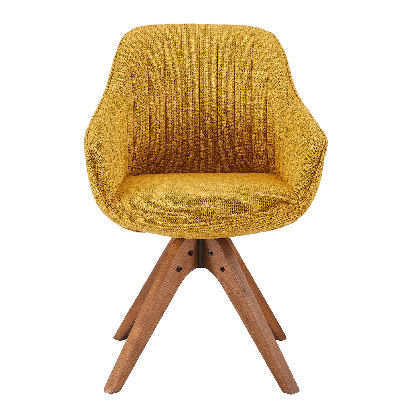 Yellow And Natural Fabric And Wood Swivel Arm Chair By Homeroots | Accent Chairs | Modishstore - 8