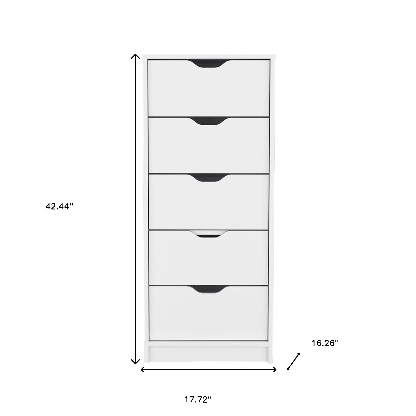 White Five Drawer Standard Chest By Homeroots | Dressers | Modishstore - 8