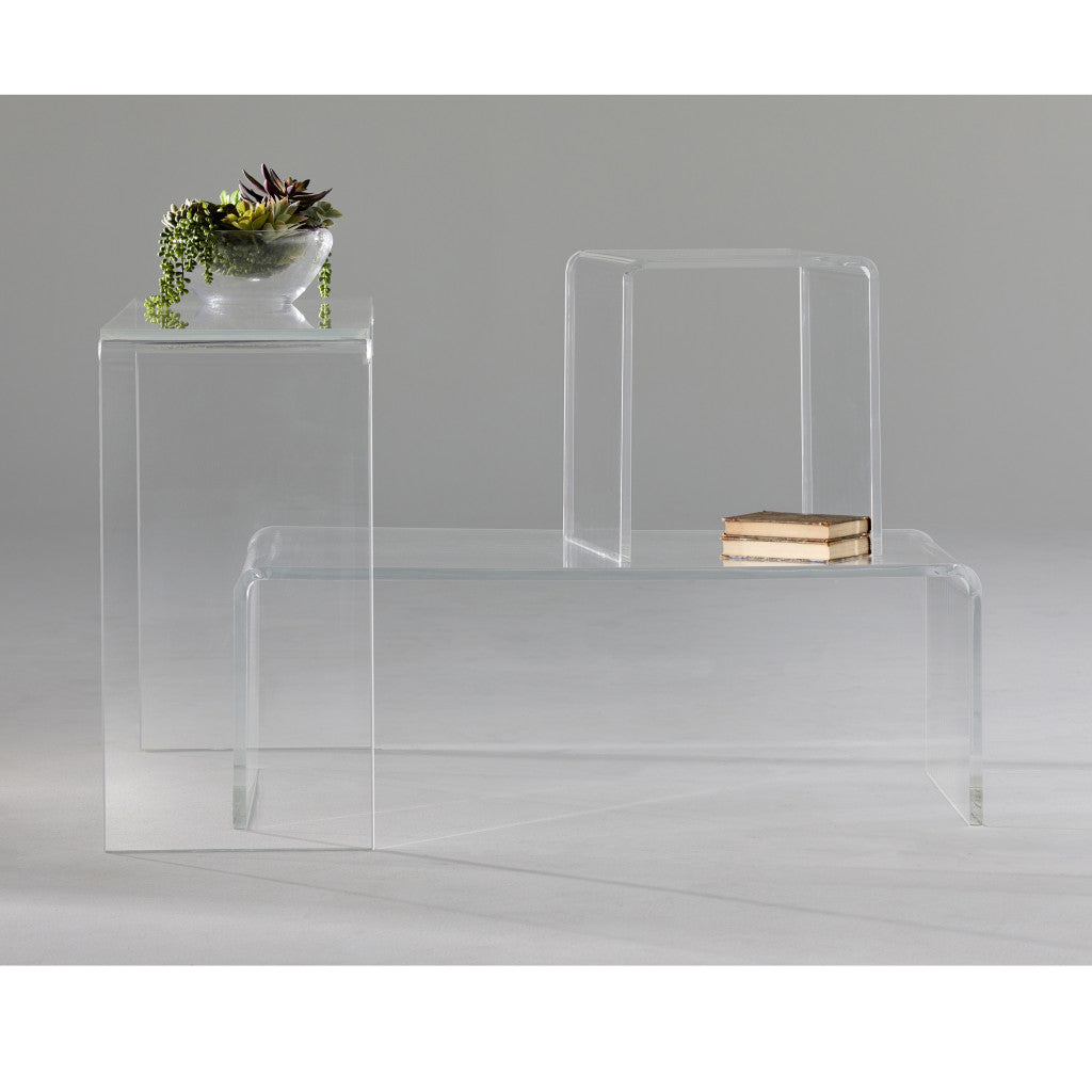 Clear Heavy Duty Plastic And Acrylic Square End Table By Homeroots | End Tables | Modishstore - 8