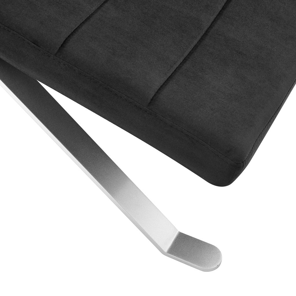 Black and Silver Velvet Lounge Chair By Homeroots | Accent Chairs | Modishstore - 8