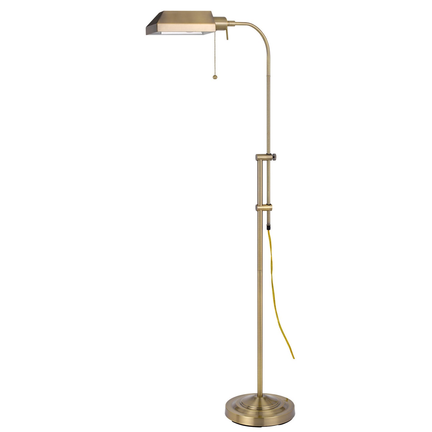 Brass Adjustable Traditional Shaped Floor Lamp With Bronze Square Shade By Homeroots | Floor Lamps | Modishstore - 6