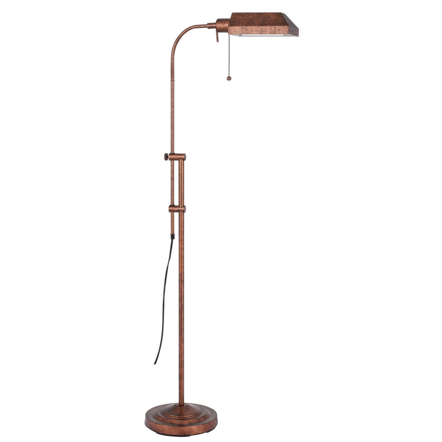 Rusted Adjustable Traditional Shaped Floor Lamp With Rust Square Shade By Homeroots | Floor Lamps | Modishstore - 6