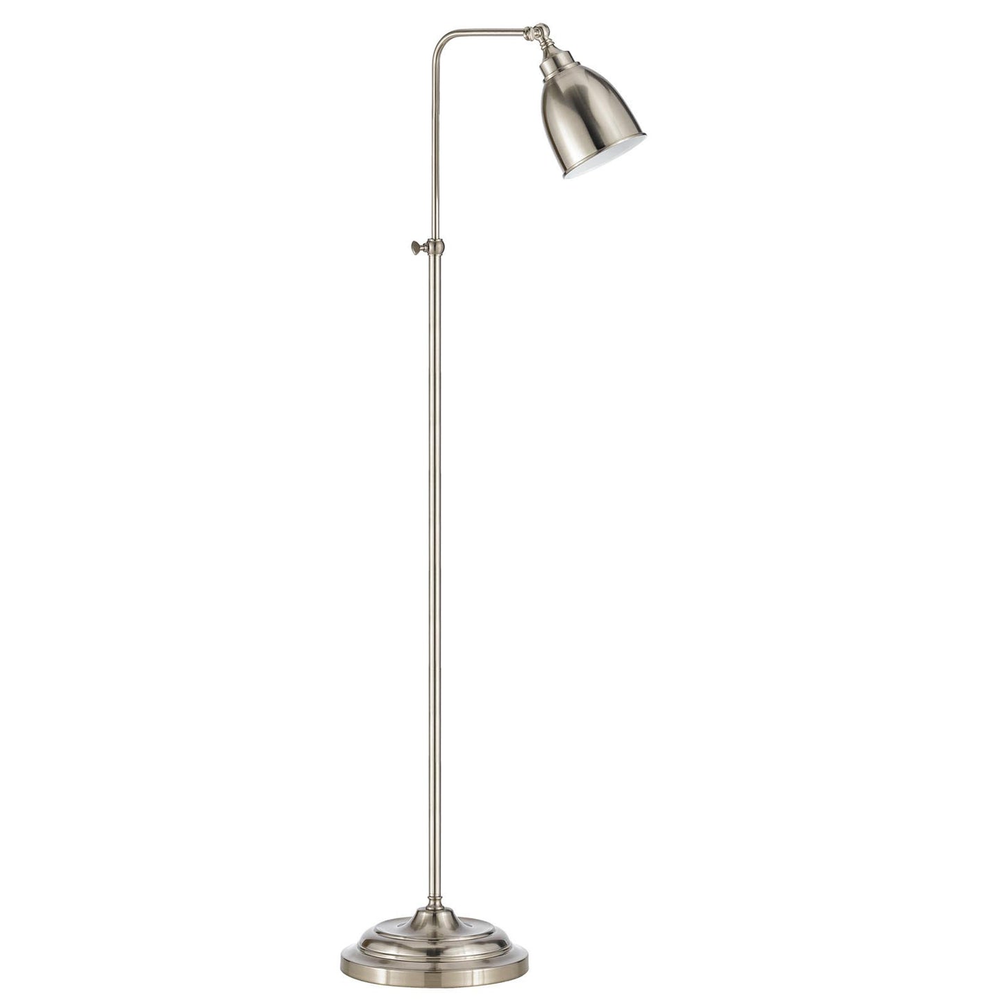 Nickel Adjustable Traditional Shaped Floor Lamp With Nickel Dome Shade By Homeroots | Floor Lamps | Modishstore - 6