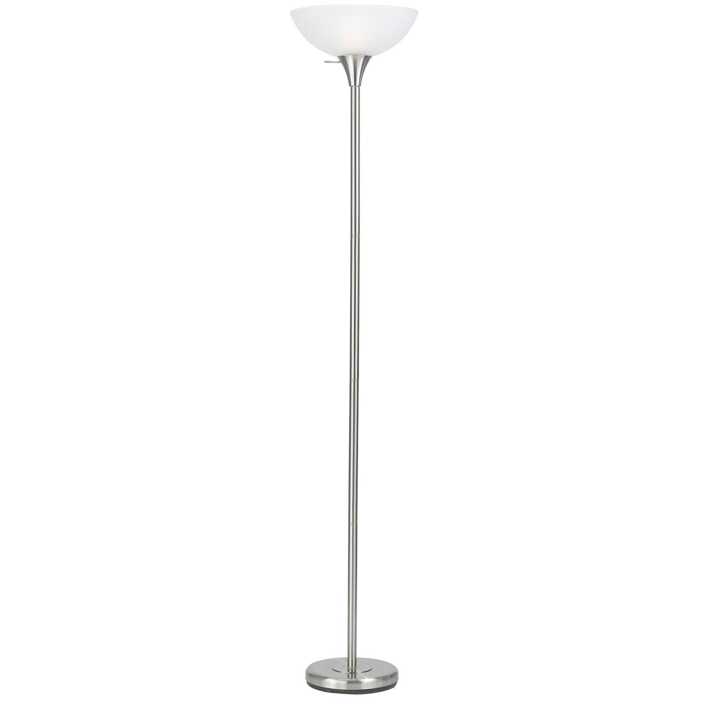 Nickel Metal Torchiere Floor Lamp With White Glass Dome Shade By Homeroots | Floor Lamps | Modishstore - 6