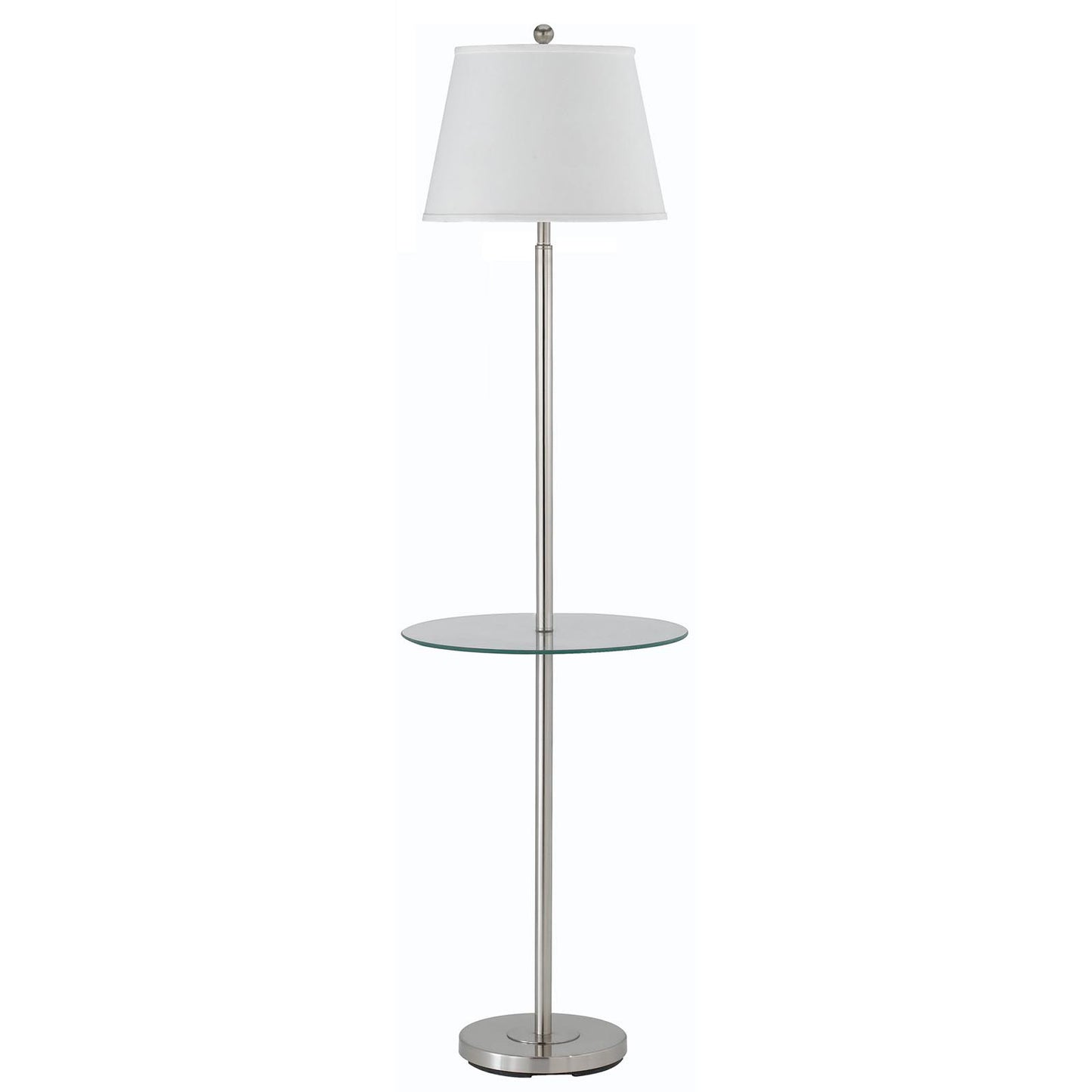 Nickel Metal Tray Table Floor Lamp With White Fabric Square Shade By Homeroots | Floor Lamps | Modishstore - 6