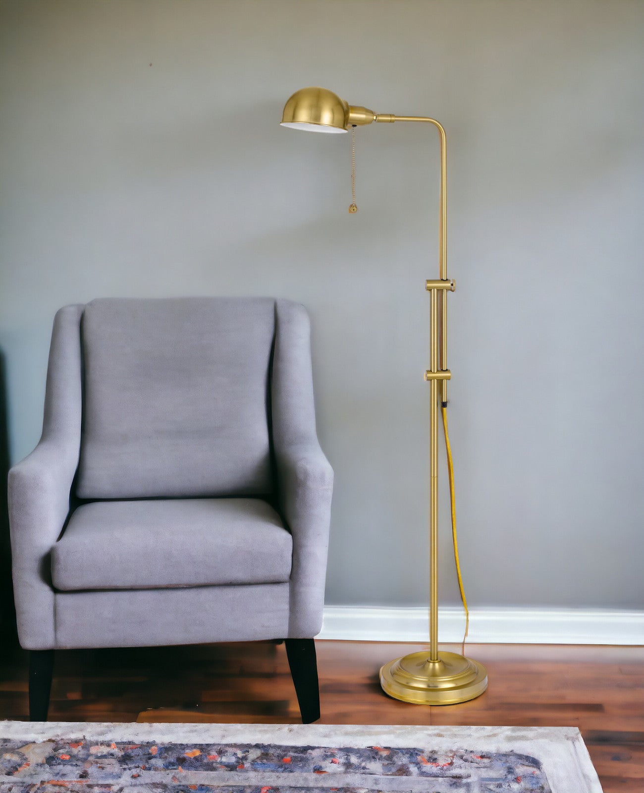 Brass Adjustable Floor Lamp With Bronze Dome Shade By Homeroots | Floor Lamps | Modishstore - 6