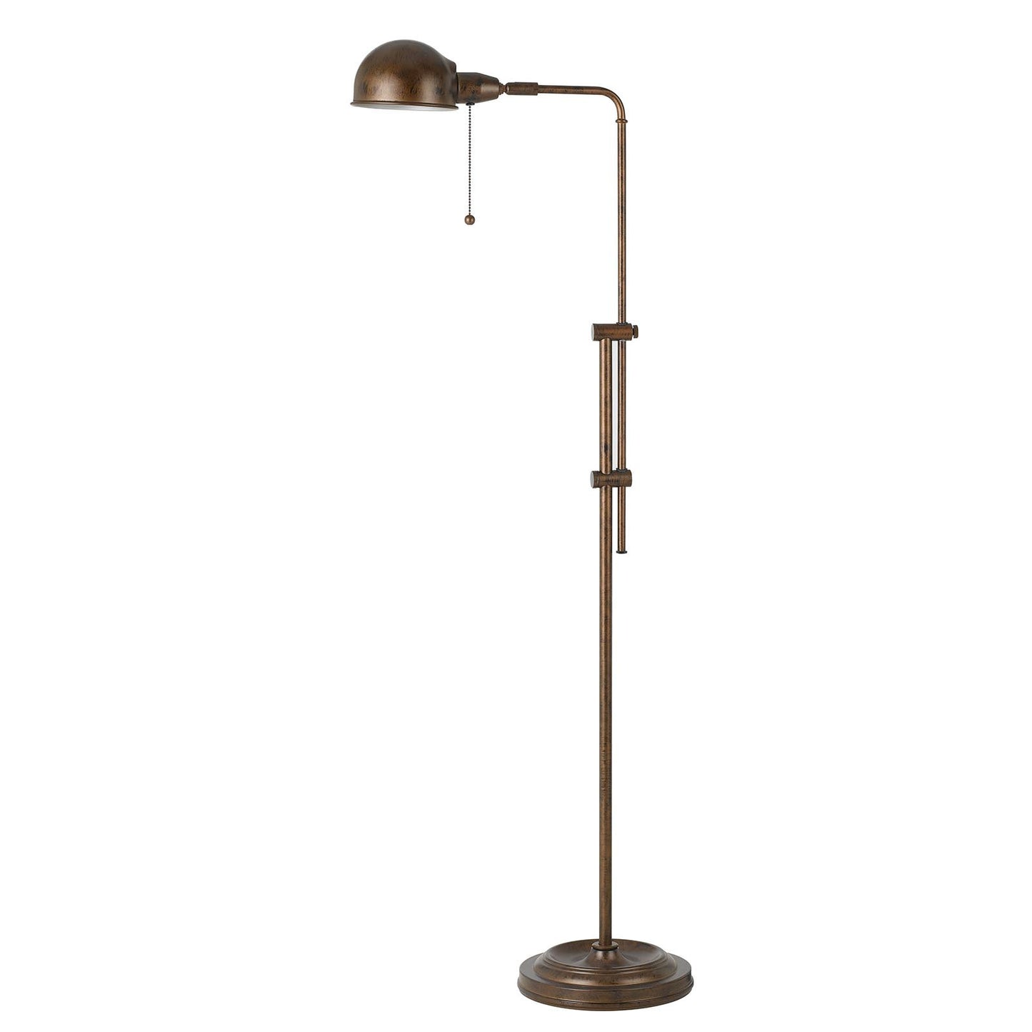 Rust Metal Adjustable Swing Arm Floor Lamp With Rust Metal Dome Shade By Homeroots | Floor Lamps | Modishstore - 6