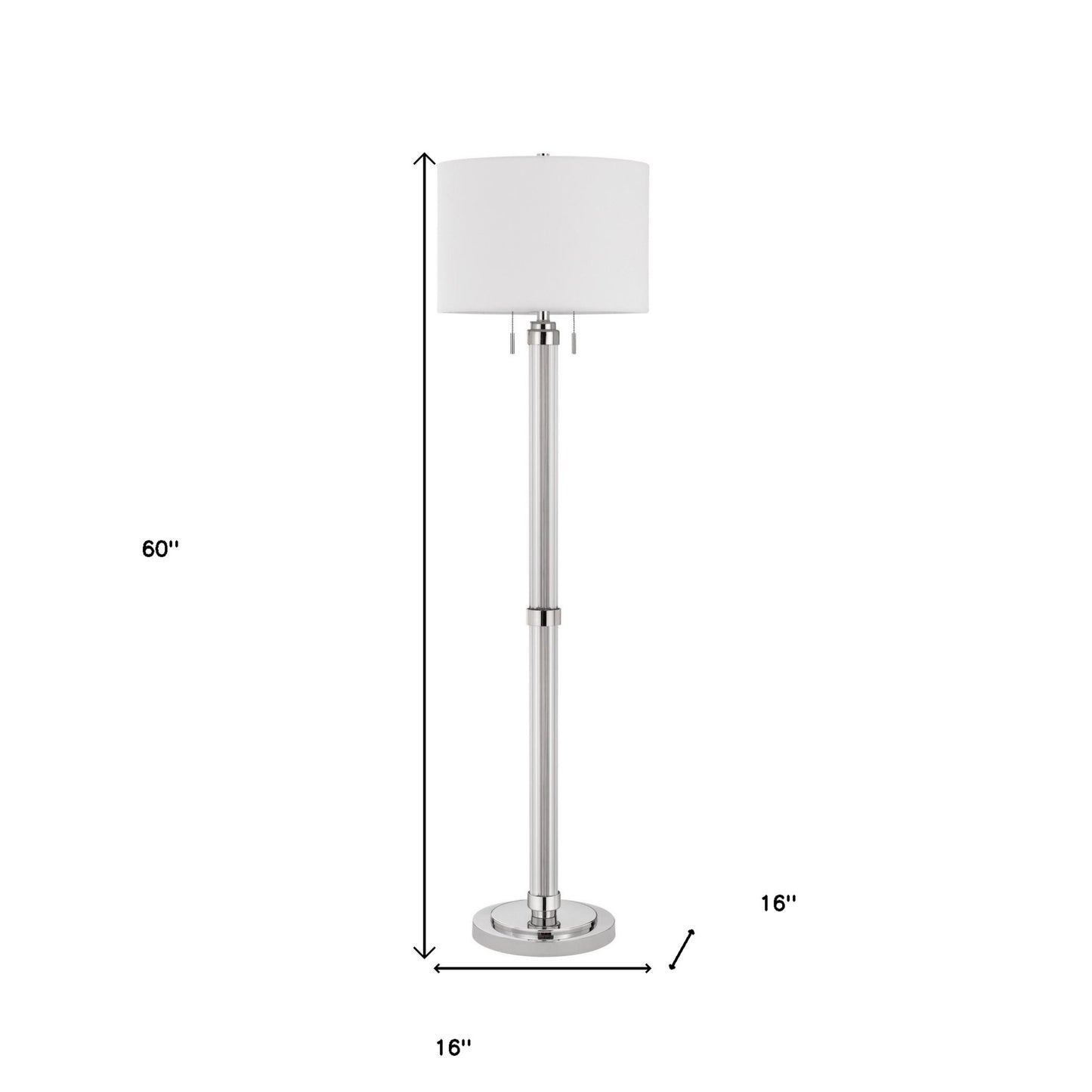 Chrome Two Light Traditional Shaped Floor Lamp With White Rectangular Shade By Homeroots | Floor Lamps | Modishstore - 6