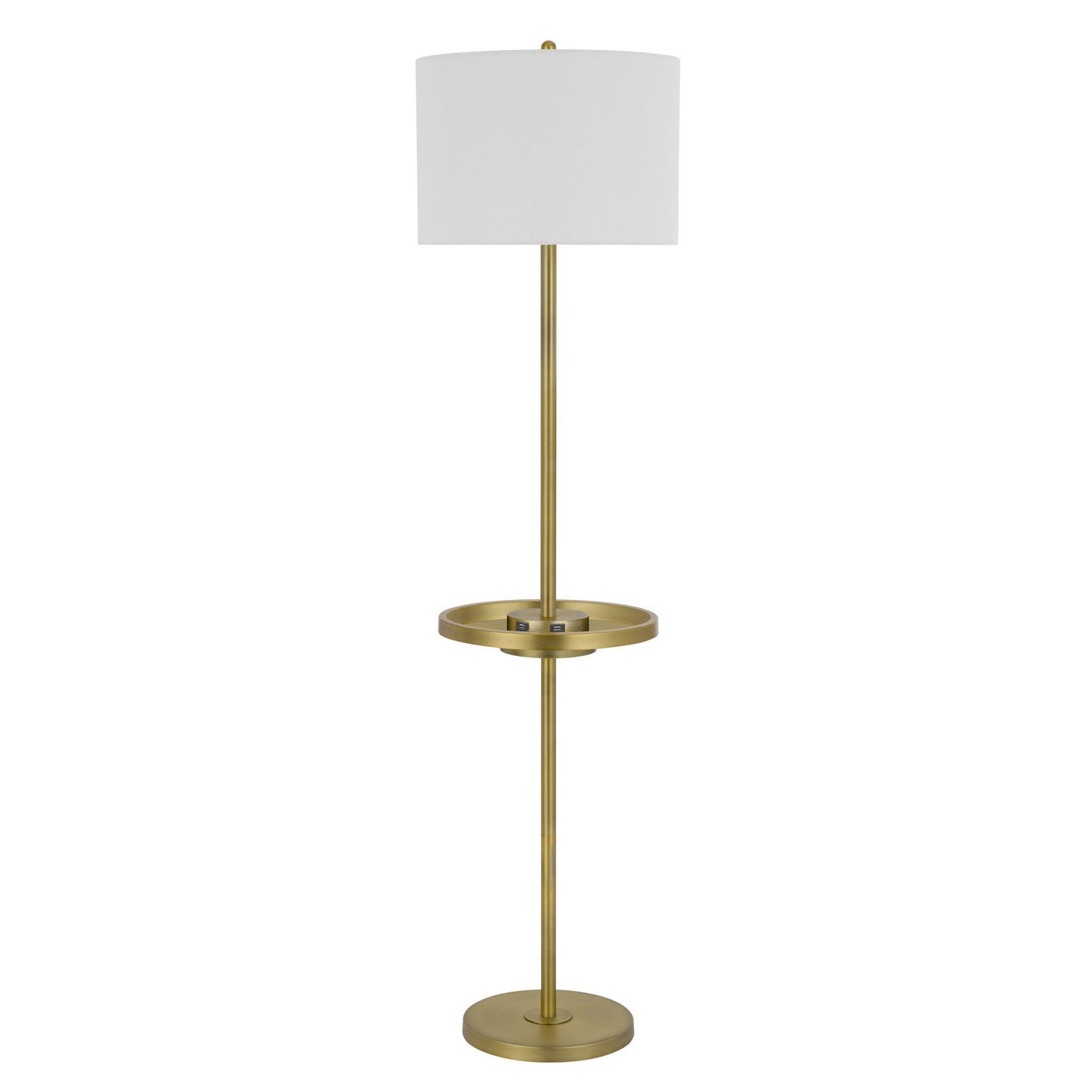 Nickel Tray Table Floor Lamp With White Drum Shade By Homeroots | Floor Lamps | Modishstore - 6