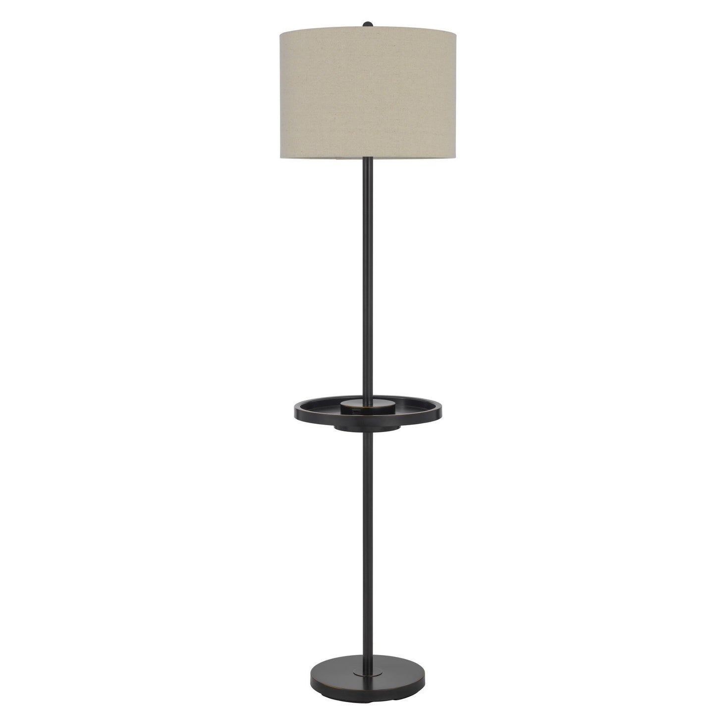 Bronze Tray Table Floor Lamp With Beige Drum Shade By Homeroots | Floor Lamps | Modishstore - 6