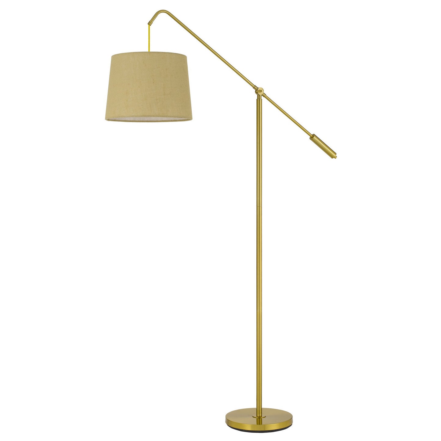 Brass Adjustable Traditional Shaped Floor Lamp With Antiqued Brass Drum Shade By Homeroots | Floor Lamps | Modishstore - 6