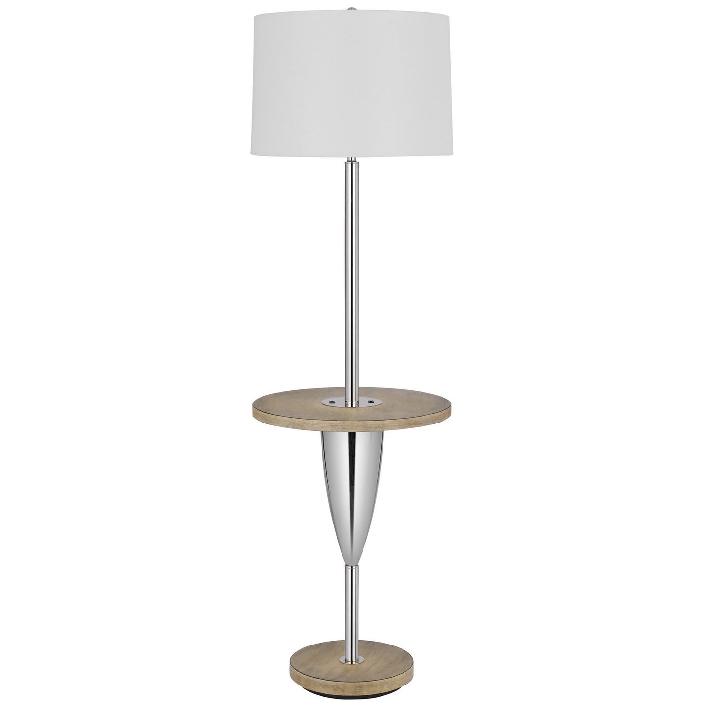 Chrome Tray Table Floor Lamp With White Square Shade By Homeroots | Floor Lamps | Modishstore - 6