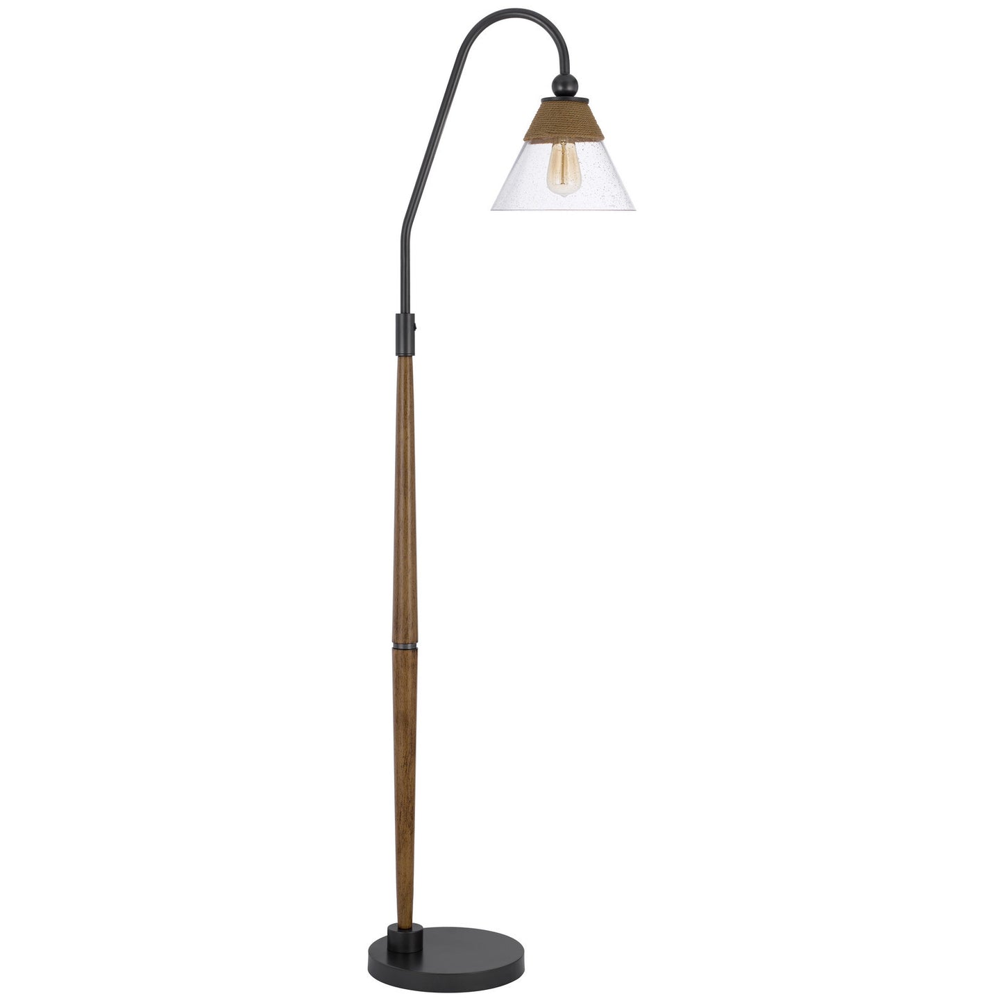 Brown Traditional Shaped Floor Lamp With Clear Transparent Glass Empire Shade By Homeroots | Floor Lamps | Modishstore - 6