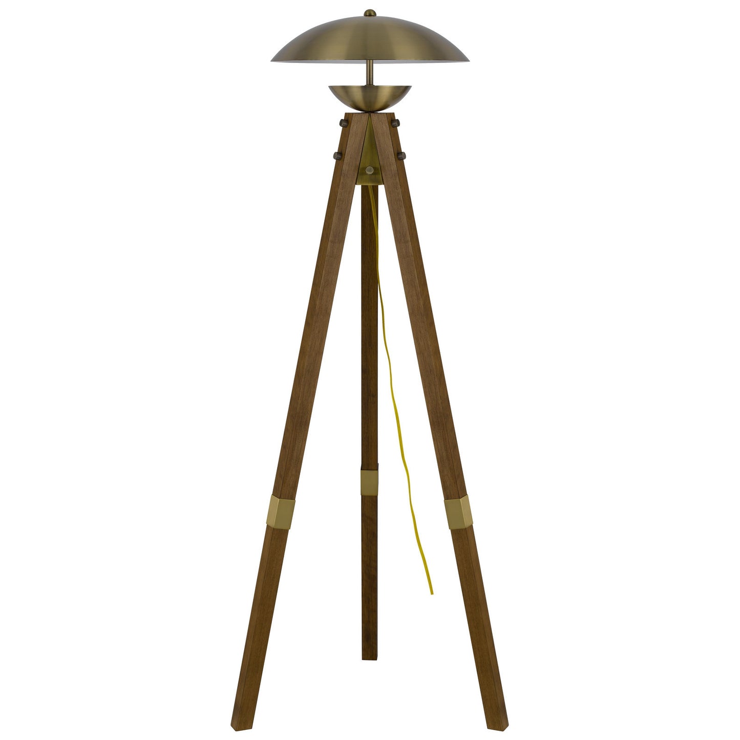 Brass Tripod Floor Lamp With Antiqued Brass Dome Shade By Homeroots | Floor Lamps | Modishstore - 6