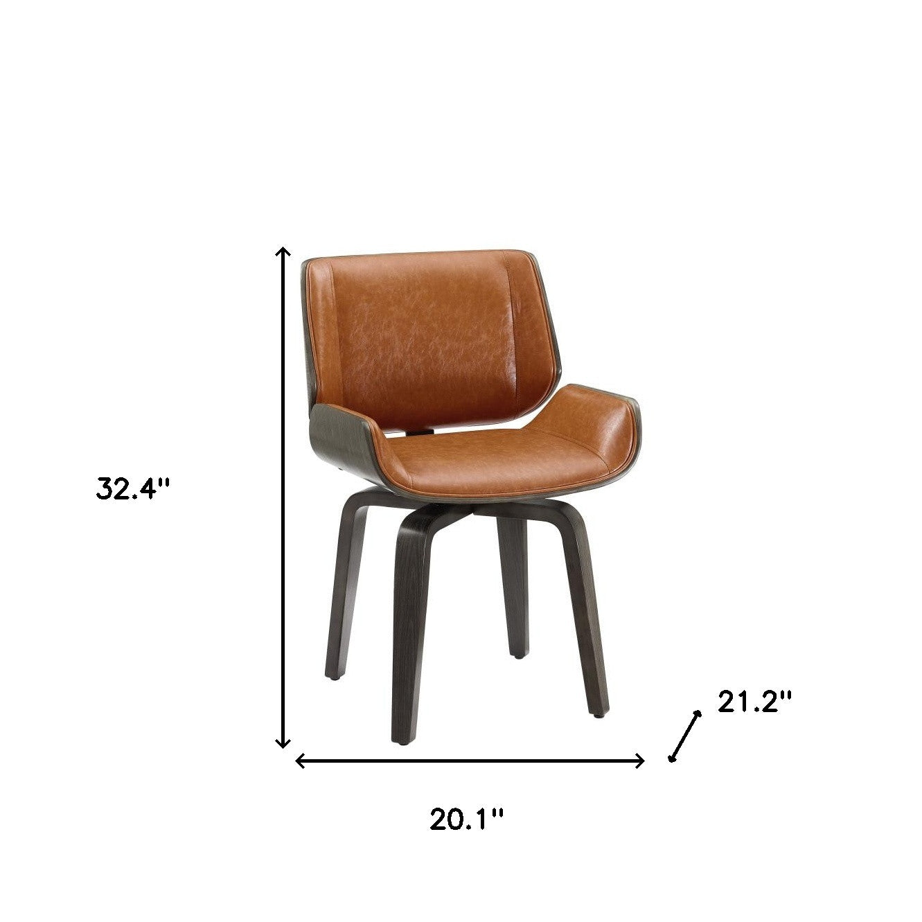 Brown And Black Upholstered Faux Leather Curved Back Dining Side Chair By Homeroots | Dining Chairs | Modishstore - 8