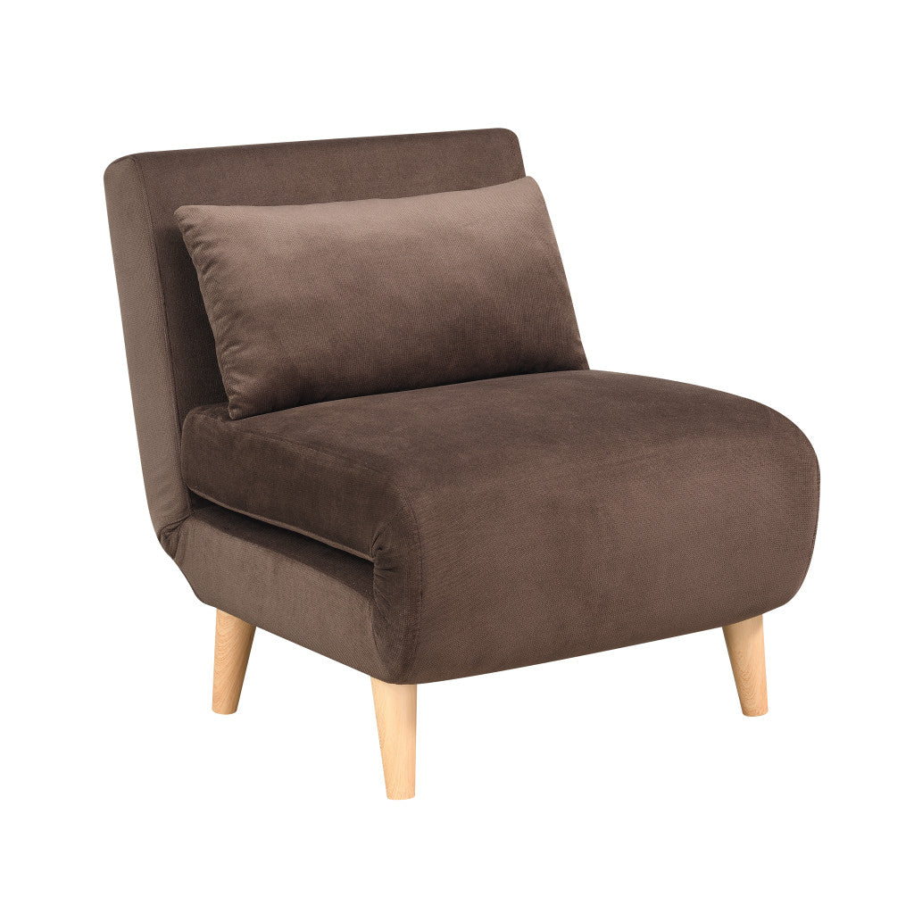 Brown and Natural Upholstered Convertible Chair And Toss Pillow By Homeroots | Accent Chairs | Modishstore - 5