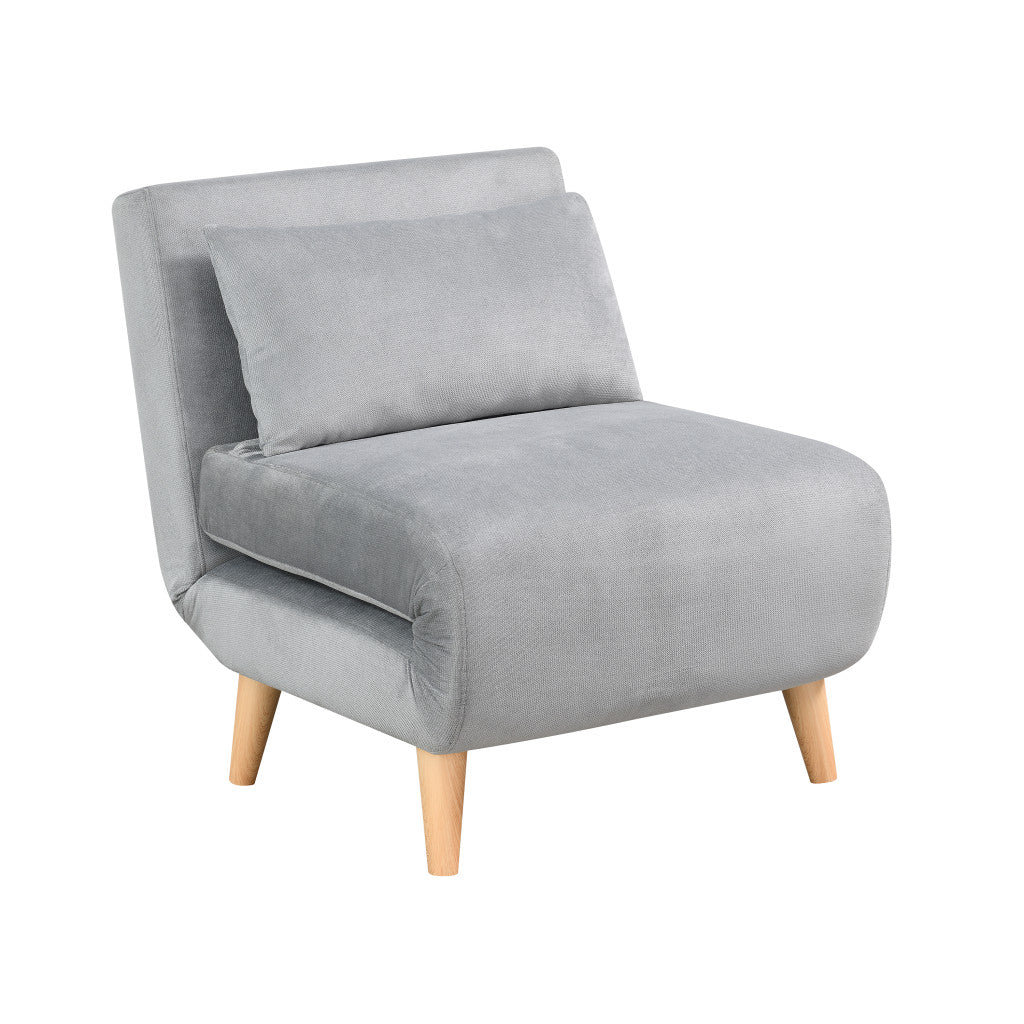 Light Gray and Natural Upholstered Convertible Chair And Toss Pillow By Homeroots | Accent Chairs | Modishstore - 4