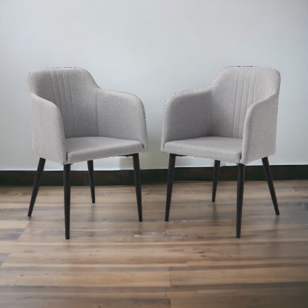 Set of Two Light Gray and Black Upholstered Arm Chair By Homeroots | Accent Chairs | Modishstore - 6