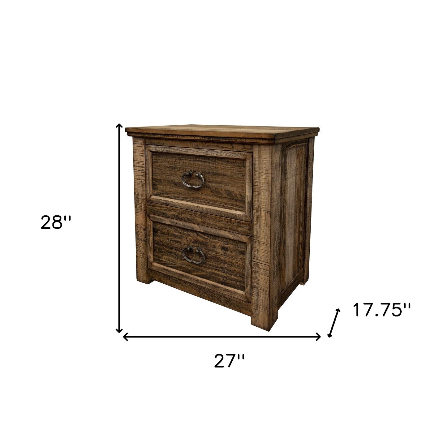 Wood Brown Two Drawer Nightstand By Homeroots | Nightstands | Modishstore - 5