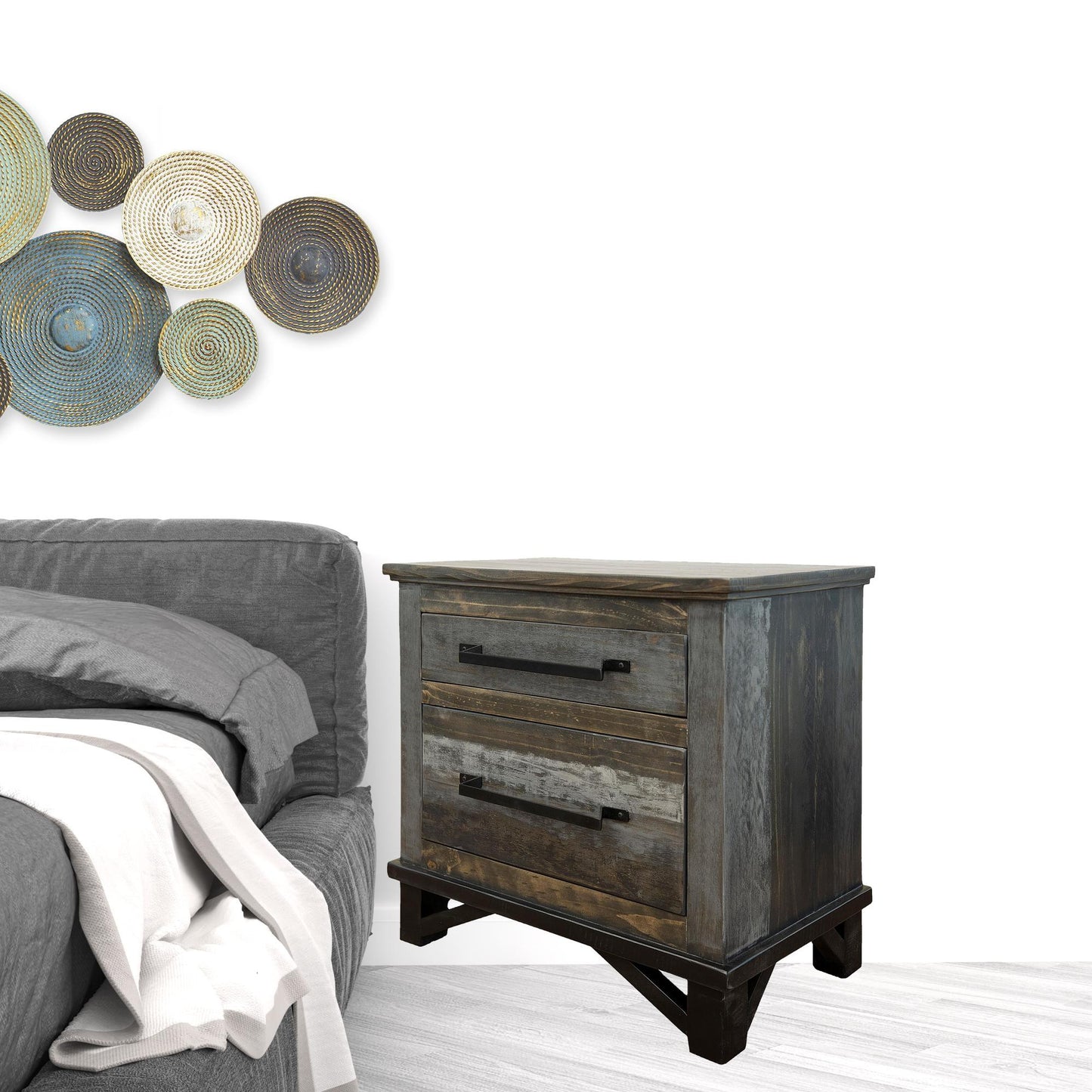 Brown Two Drawer Nightstand By Homeroots | Nightstands | Modishstore - 6