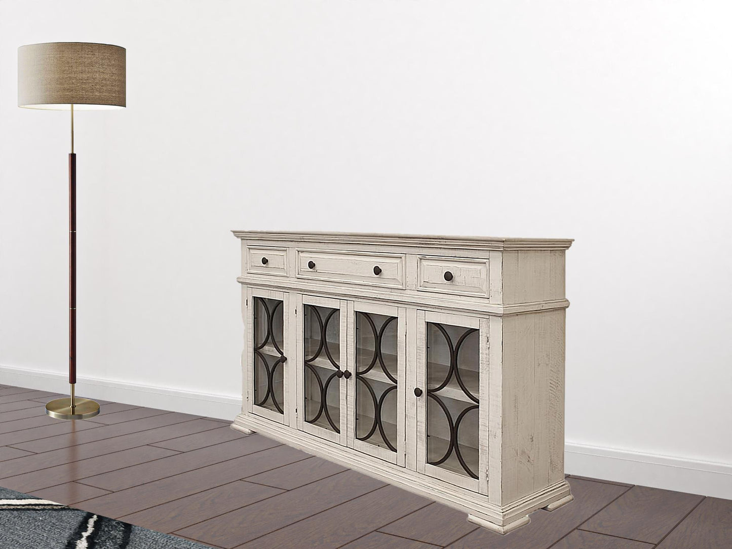 Ivory Solid and Manufactured Wood Distressed Credenza By Homeroots | Sideboards | Modishstore - 5