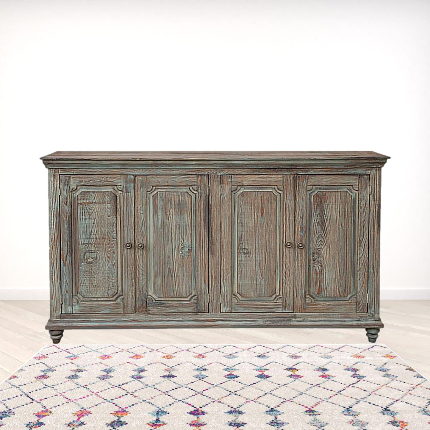 Green Solid and Manufactured Wood Distressed Credenza By Homeroots | Sideboards | Modishstore - 5