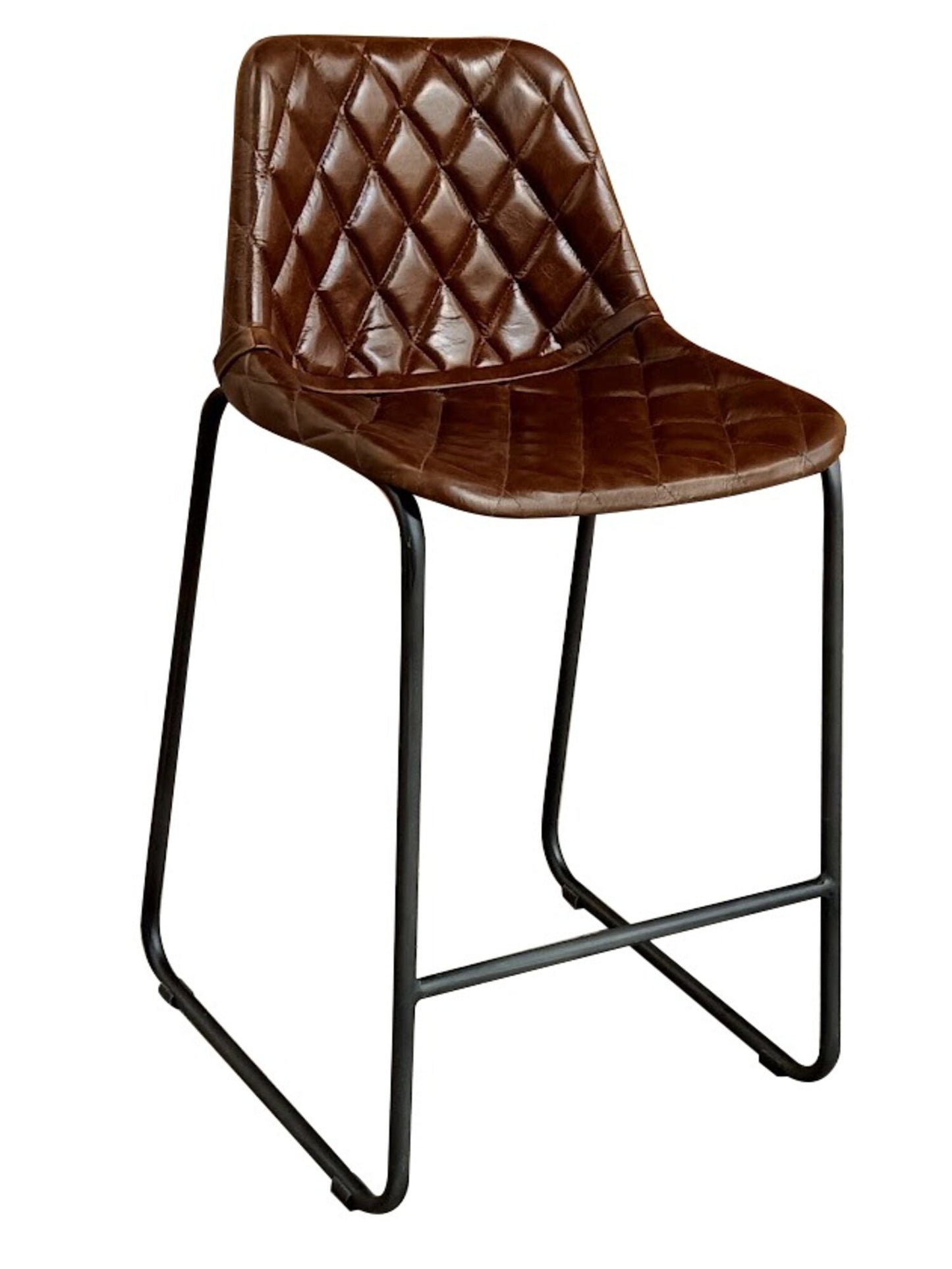 Brown and Black Leather and Iron Counter Height Bar Chair By Homeroots | Bar Stools | Modishstore - 6