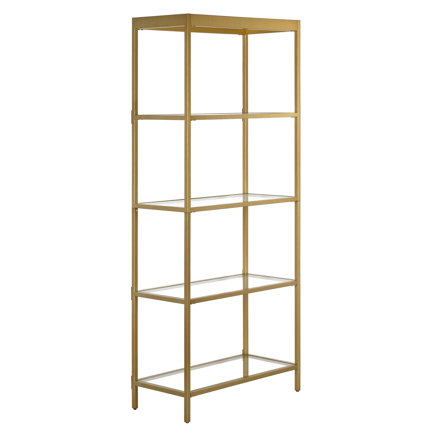 Gold Metal and Glass Four Tier Etagere Bookcase By Homeroots | Bookcases | Modishstore - 5