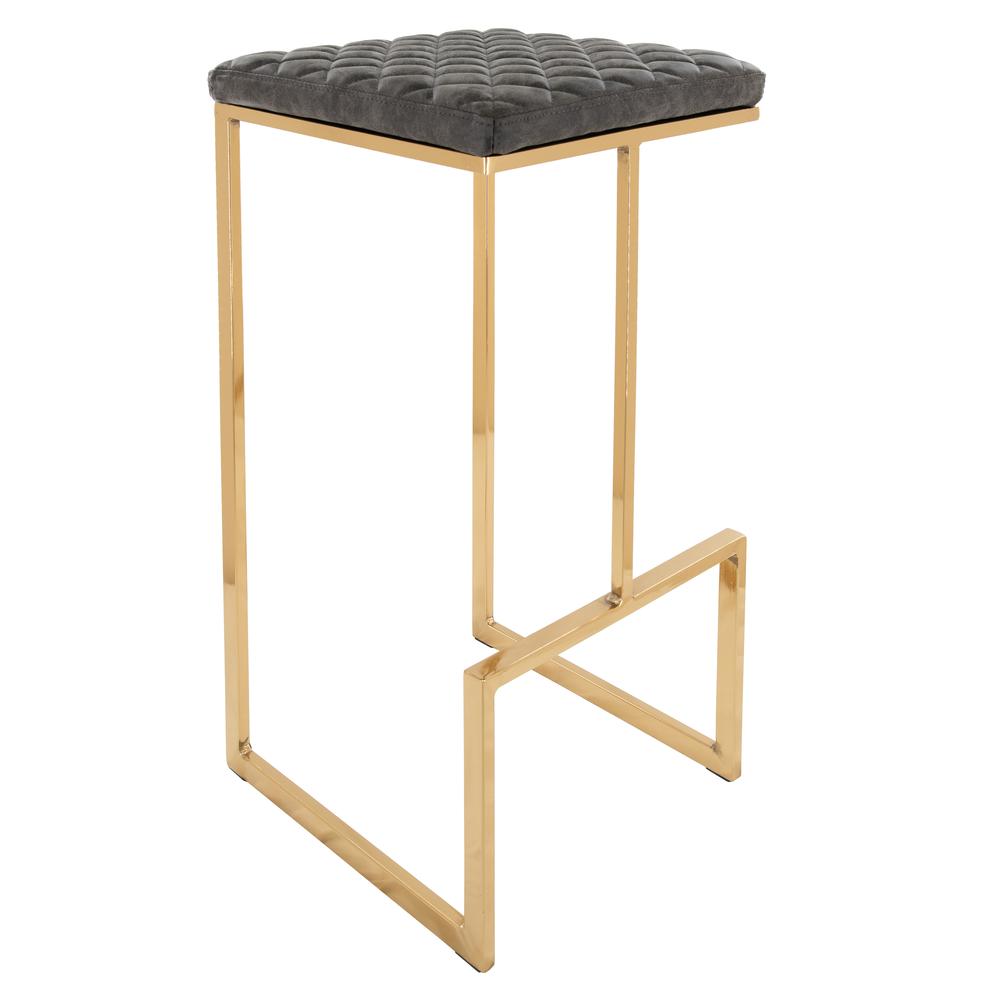 LeisureMod Quincy Quilted Stitched Leather Bar Stools With Gold Metal Frame - QSG29GR | Bar Stools | Modishstore - 6