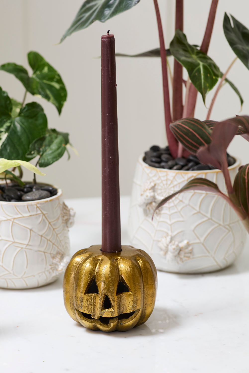 Carved Pumpkin Candleholder Set of 2 By Accent Decor | Candle Holders | Modishstore - 4