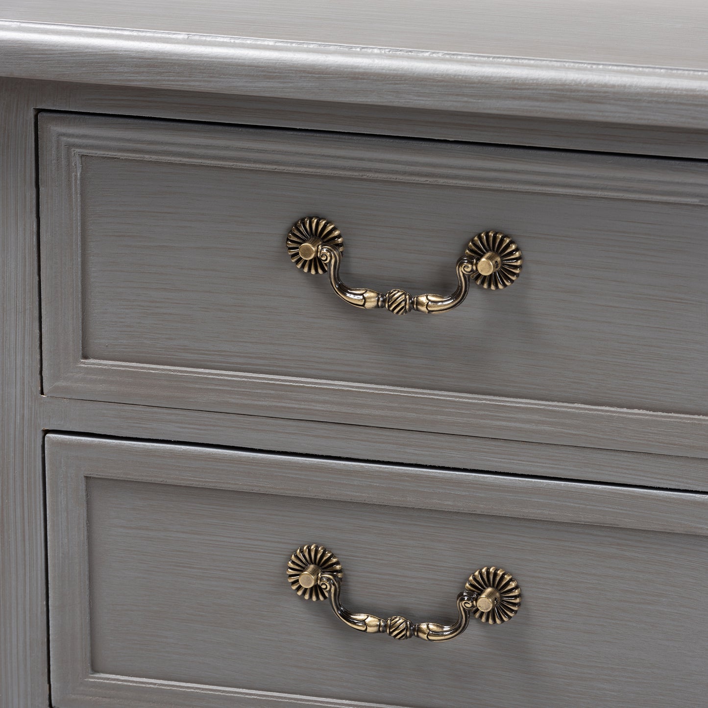 Baxton Studio Capucine Antique French Country Cottage Grey Finished Wood 3-Drawer End Table | Cabinets | Modishstore - 9