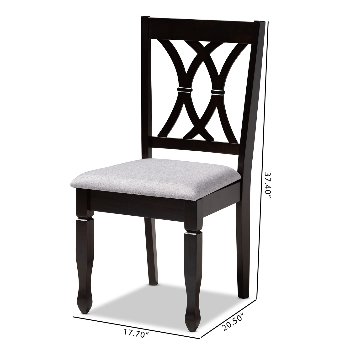 Baxton Studio Reneau Modern and Contemporary Sand Fabric Upholstered Espresso Brown Finished Wood Dining Chair Set of 4 | Dining Chairs | Modishstore - 14