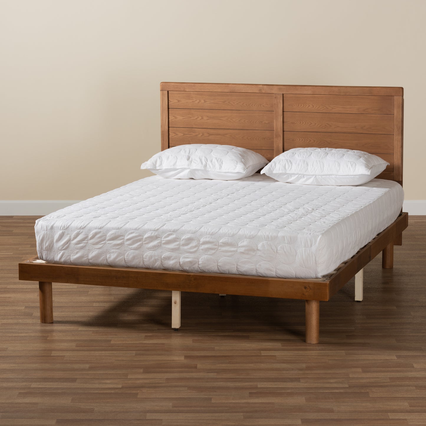 Baxton Studio Daina Mid-Century Modern Ash Walnut Finished Wood Queen Size Platform Bed | Beds | Modishstore - 10