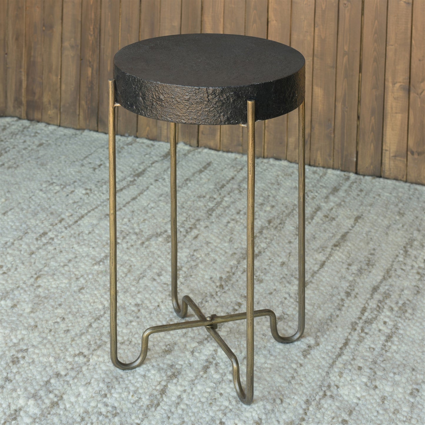 Echo Side Table, Brass & Black Stucco By HomArt | Side Tables | Modishstore - 3