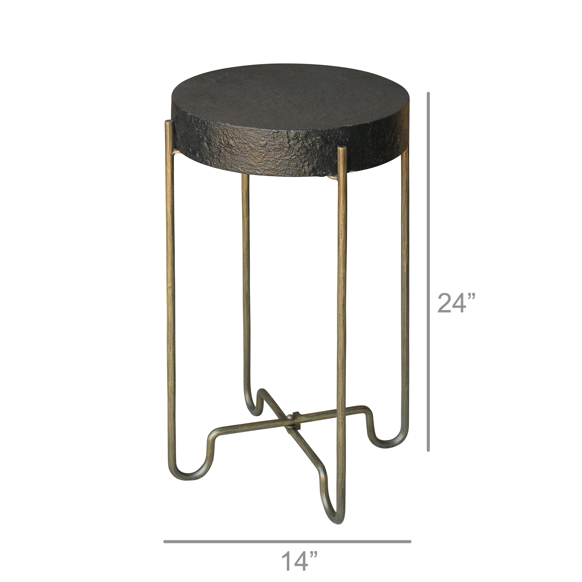 Echo Side Table, Brass & Black Stucco By HomArt | Side Tables | Modishstore - 4
