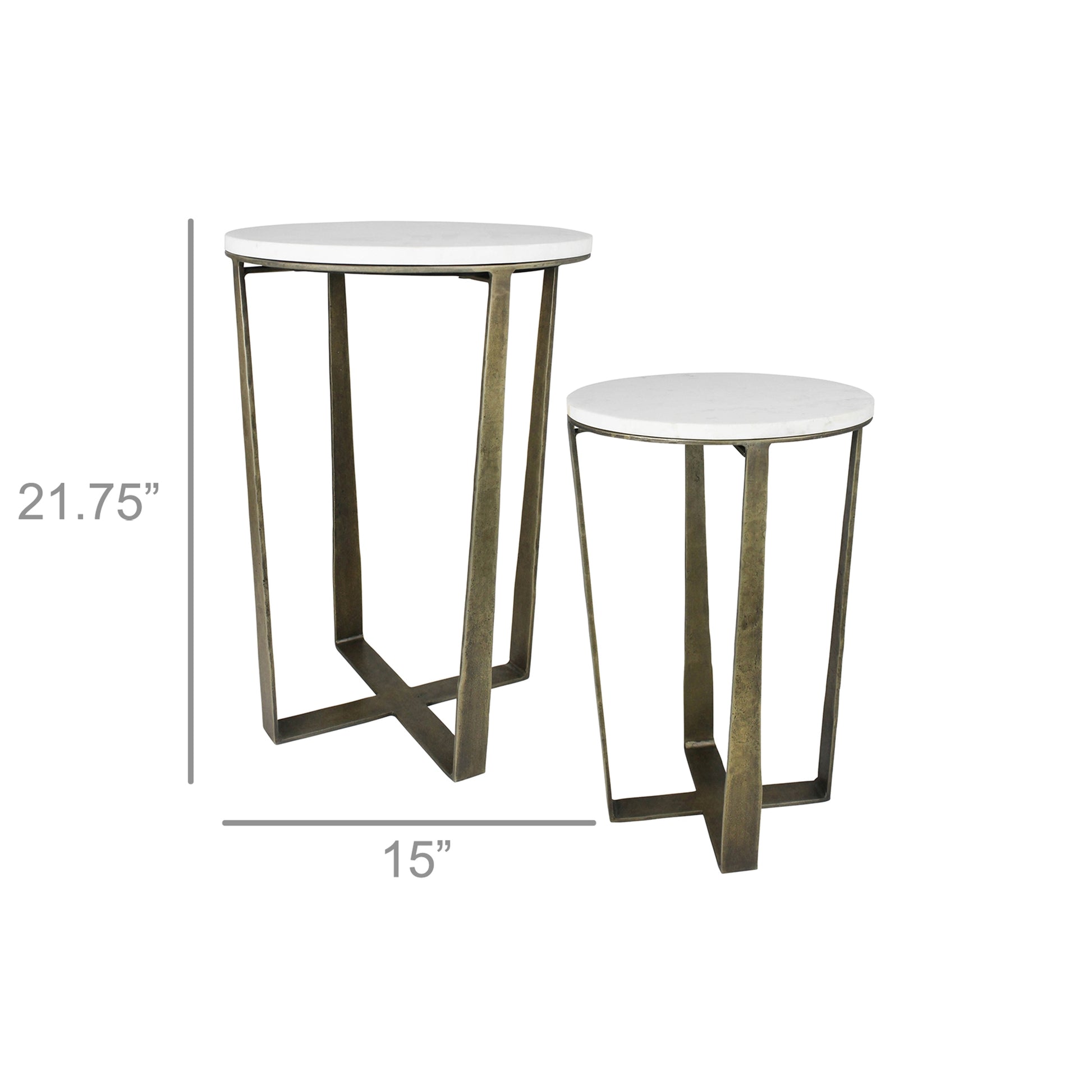 Shelton Side Tables, Brass & Marble - Set of 2 By HomArt | Side Tables | Modishstore - 7