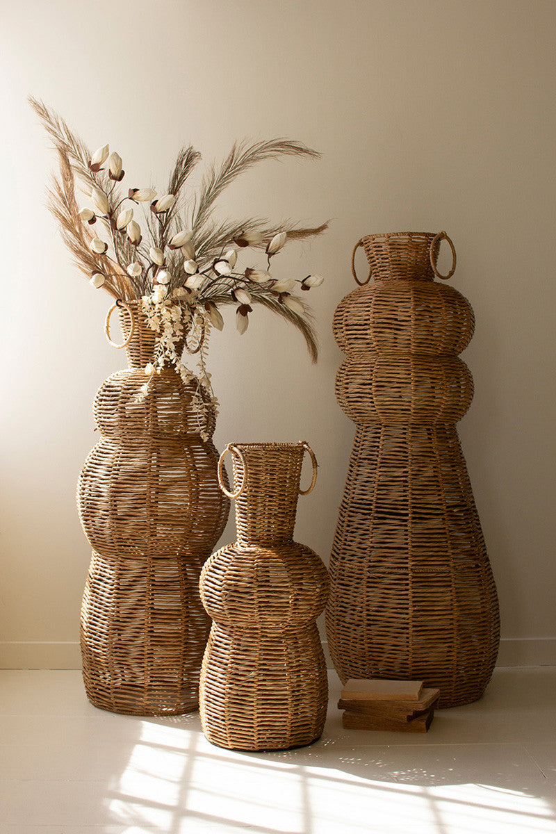 Woven Seagrass And Iron Floor Vases Set Of 3 By Kalalou – Modish Store