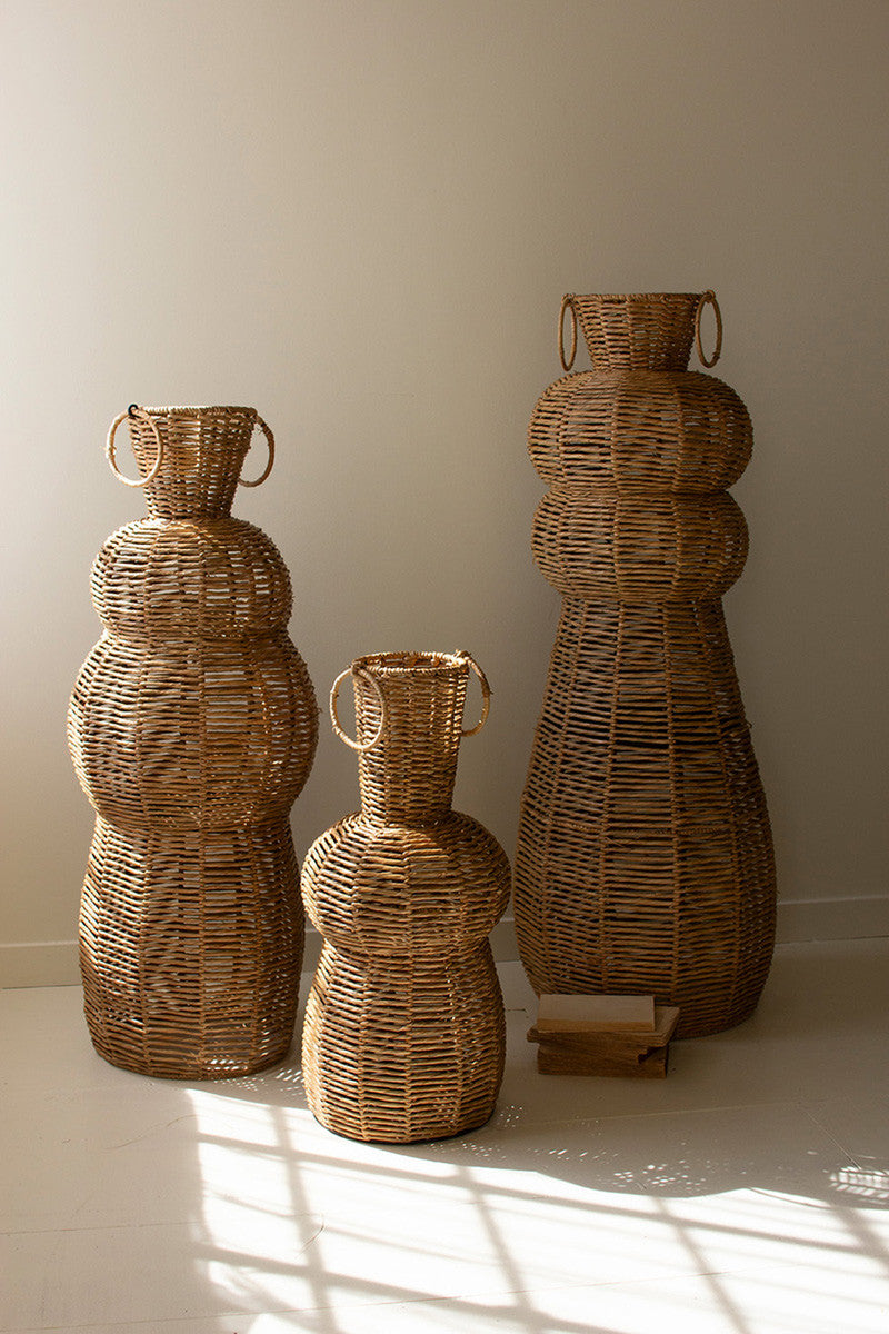 Woven Seagrass And Iron Floor Vases Set Of 3 By Kalalou | Vases | Modishstore - 4