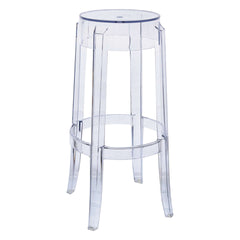LeisureMod Averill Plastic Barstool with Clear Acrylic Seat and Legs