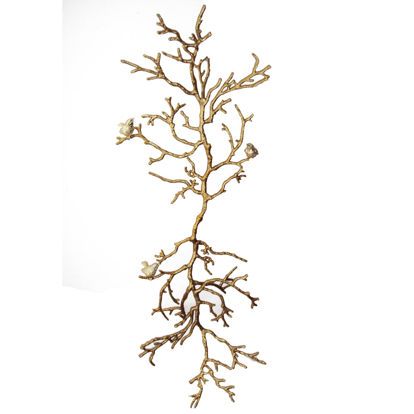 Branch Shape Aluminum WallDecor with Four Bird Accents, Gold By Benzara | Wall Decor | Modishstore - 4