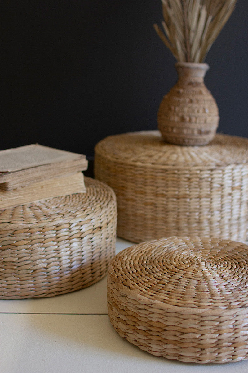 Round Sea Grass Risers Set Of 3 By Kalalou | Side Tables | Modishstore - 4