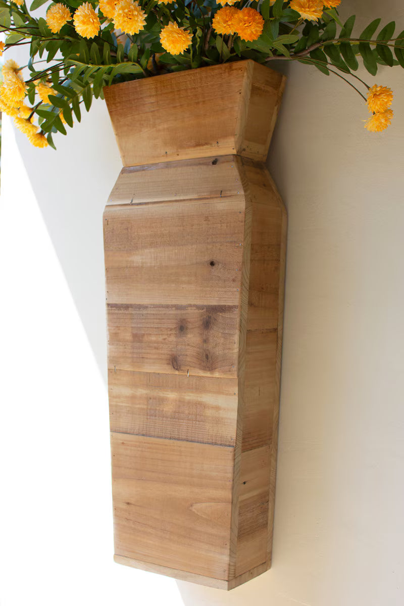 Recycled Wood Table Top/Wall Vase -Natural (Min 2) By Kalalou