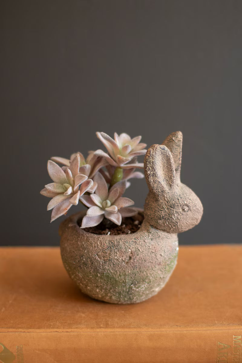 Rustic Terracotta Rabbit Planter By Kalalou