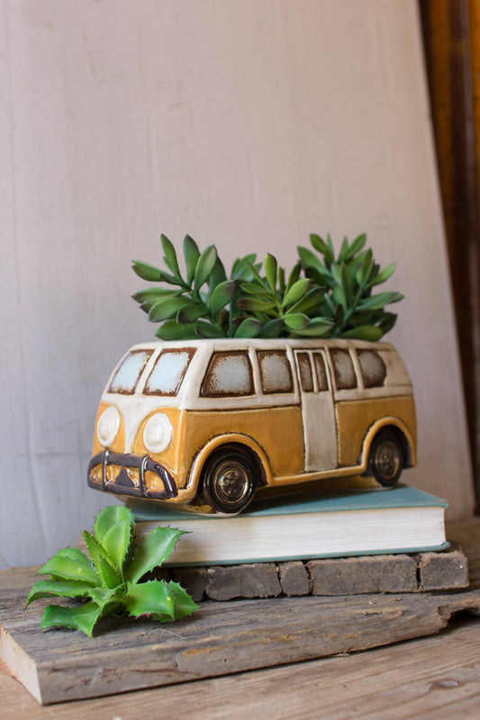 Ceramic Yellow Van Planter (Min 2) By Kalalou | Planters, Troughs & Cachepots | Modishstore