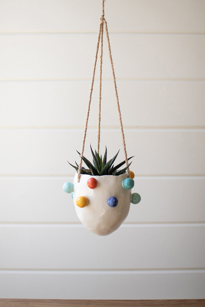 plant pot with bubbles Hanging Ceramic Planter With Colorful Bubbles (Min 2) By Kalalou