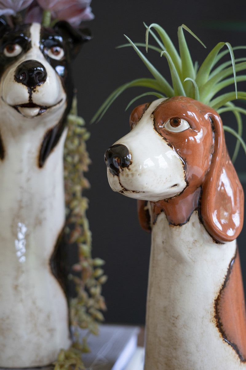 Set Of Two Ceramic Dog Planters By Kalalou | Planters, Troughs & Cachepots | Modishstore - 4