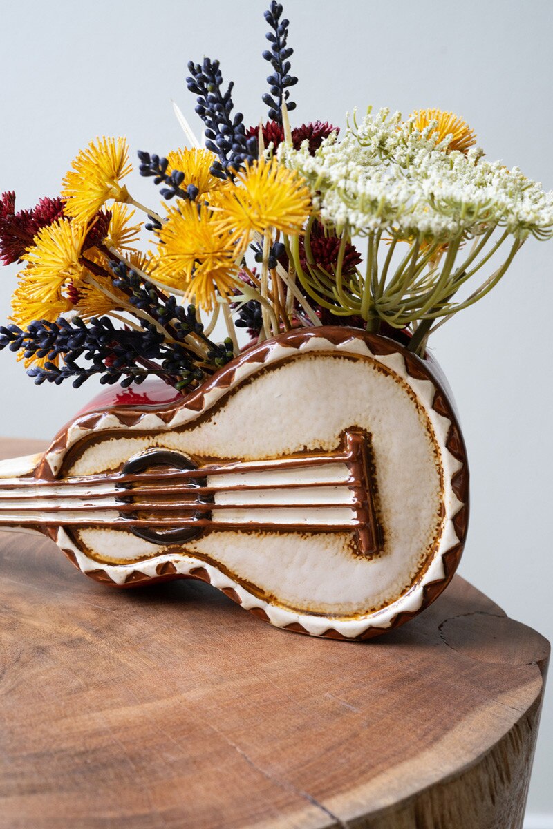 Ceramic Guitar Planter By Kalalou